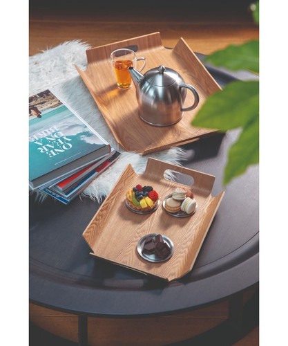 Tray With Handles Black Serving Tray Candle Tray Decorative Wooden Oak Acacia - Picture 40 of 40