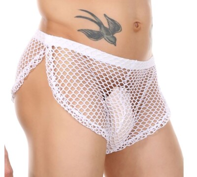 Sexy Men Sheer Lingerie Fishnet Underwear Side Split Boxer Mesh Shorts | eBay Sexy Men Sheer Lingerie Fishnet Underwear Side Split Boxer Mesh Shorts | eBay