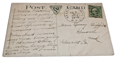 #ad 1915 FRISCO SLSF ST. LOUIS amp; MONETT TRAIN #8 RPO HANDLED POST CARD $30.00