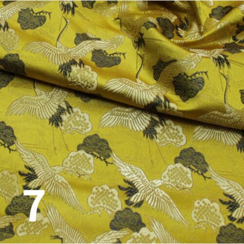 75*100cm Faux Silk Satin Fabric Craft Brocade Damask Chinese Crane Embroidery - Picture 19 of 20