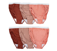 Breezies Set of 6 Original Cotton Hi-Cut Briefs Size 12 A632207 Tonal 10400