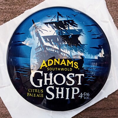 Selten NEU ''Geisterschiff'' Adnams Pale Ale rundes BIER ZAPFHAHN LINSE ABZEICHEN - MANNSHÖHLE/BAR