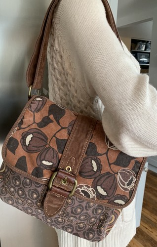 FOSSIL Canvas Brown CrossBody Bag 