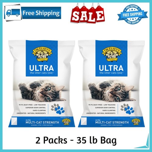 2 Packs Dr. Elsey Ultra Unscented Cat Litter, 35 lb eBay