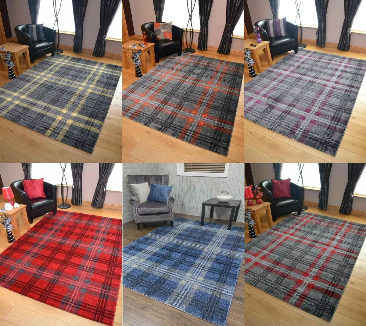 Tartan Rug Checked Mat Plaid Carpet Runner Living Room Hallway