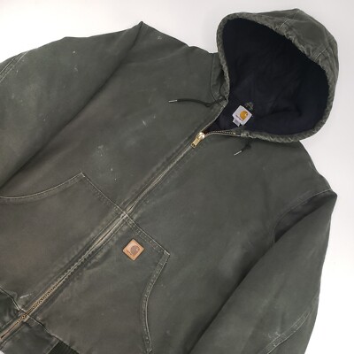 Carhartt J140 MOS Active Jacket 2XL Tall Duck Hooded Lined Moss