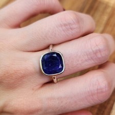 Blue Sapphire Bezal Ring 925 Sterling Silver Ring Women Ring Engagement Ring