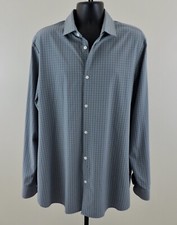 MIZZEN  MAIN LEEWARD Mens 2XL Trim Fit Blue Gray Check Long Sleeve Button Shirt