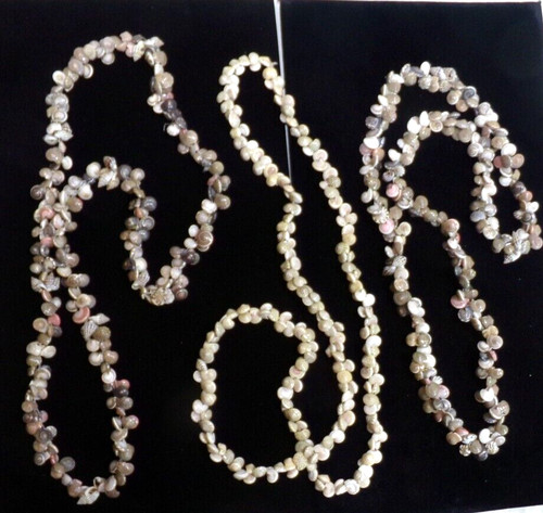 LOT OF THREE NECKLACES / STRANDS SMALL SHELL BEADS 32-35" J88CR v88cr ZZ XT87