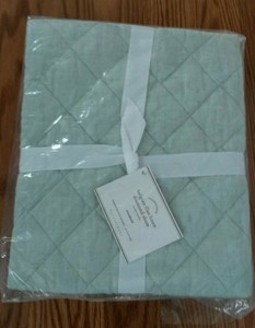 New 1 Pottery Barn Belgian Flax Linen Diamond Quilted Standard