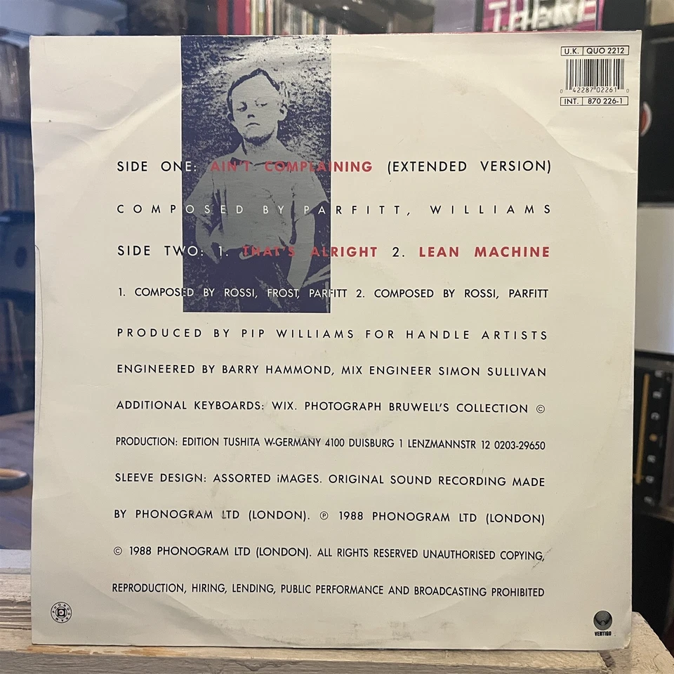 [ROCK/POP]~EXC 12"~STATUS QUO~Ain't Complaining~That's Alright~Lean~{1988~UK IMP - Image 2 of 4