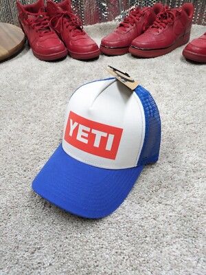 YETI Hat Snapback Trucker Mesh Baseball Blue White Red Cap NEW NWT OSFM $25.00