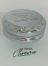 GSXR CHROME DIAMOND CUT "R" ENGRAVED YOKE PLUG CAP 09-20 SUZUKI GSXR1000