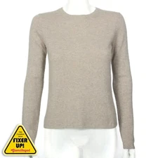 Madison Studio 100% Cashmere Safari Tan Crewneck Sweater size S (blemish) 537