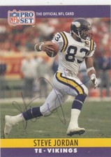 1990 Steve Jordan Pro Set On Card IN PERSON AUTO #189 - Minnesota Vikings