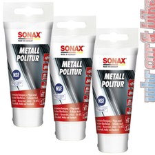 Sonax Metallpolitur Schleifmittel 3x75ml für Chrom Edelstahl Alu Kupfer +Messing