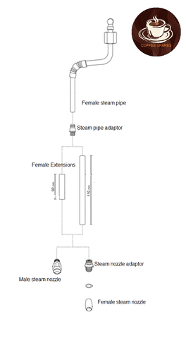 STEAM PIPE EXTENSION 50mm Long - M8.5 x 0.75 Female thread - Stainless Steel - Picture 3 of 4