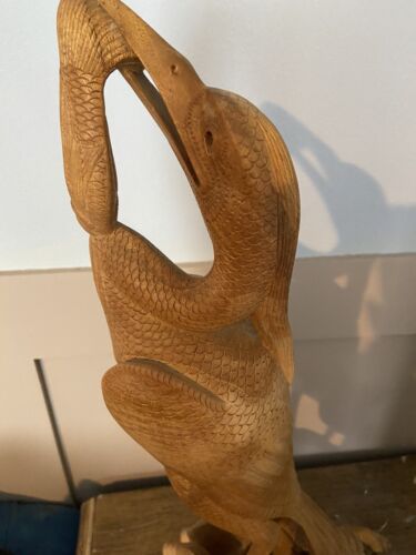 Large wooden Crane And carp carving, beautiful, 21 inches high - Picture 8 of 9