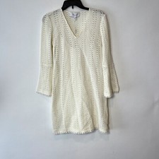Derek Lam 10 Crosby Pullover Sweater Dress Womens 4 White Crochet Fringe Sheer