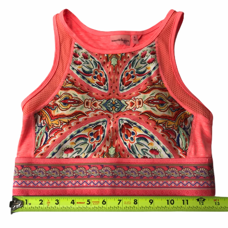 Sujetador Deportivo Nanette Lepore Top Corto Play Carrusel Rosa Coral Espalda Corredora Pequeño Foto 2 de 4