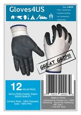 Gloves4US Nitrile Coated Work Gloves 12 Pair pack, SIZE L
