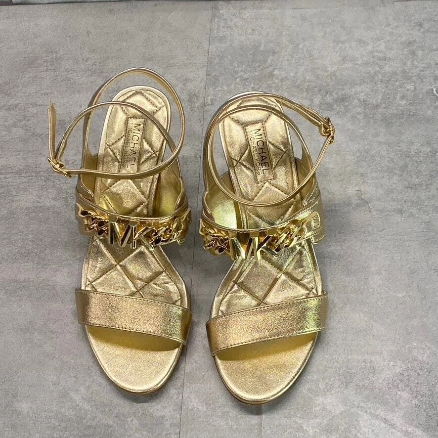 MICHAEL MICHAEL KORS Donna Oro Pallido Blaino Cinturino alla Catena Abito Sandali