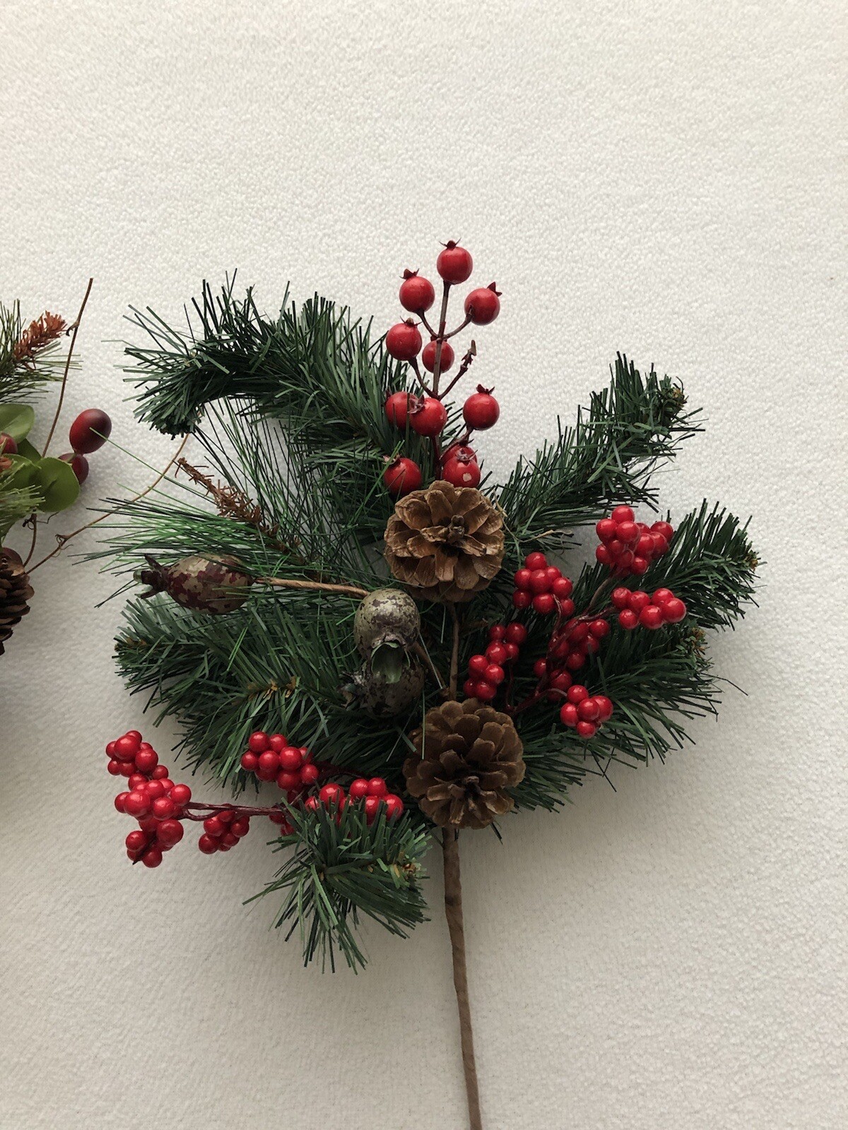 Artificial Christmas Greenery Picks Branches Berries Pinecones Decor