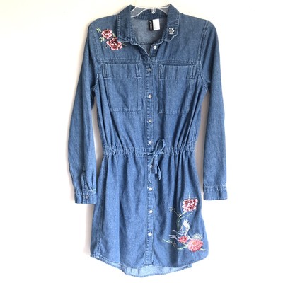 pink denim shirt dress