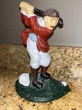 Vintage Golfer Golf Cast Iron Heavy Golfer Doorstop Hand Painted 8.5"