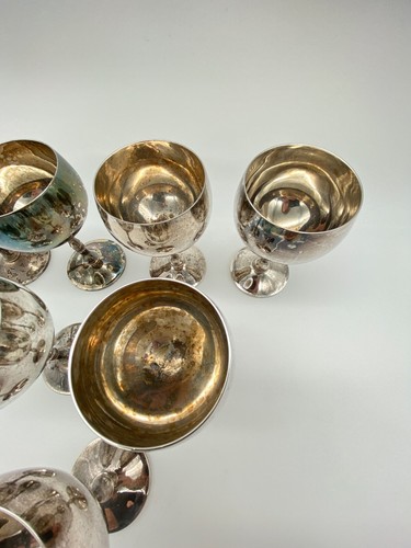 7X VALERO VERSILBERTE WEINGLÄSER BECHER SPANISCHES DEKOR MADE IN SPAIN VINTAGE - Picture 6 of 9