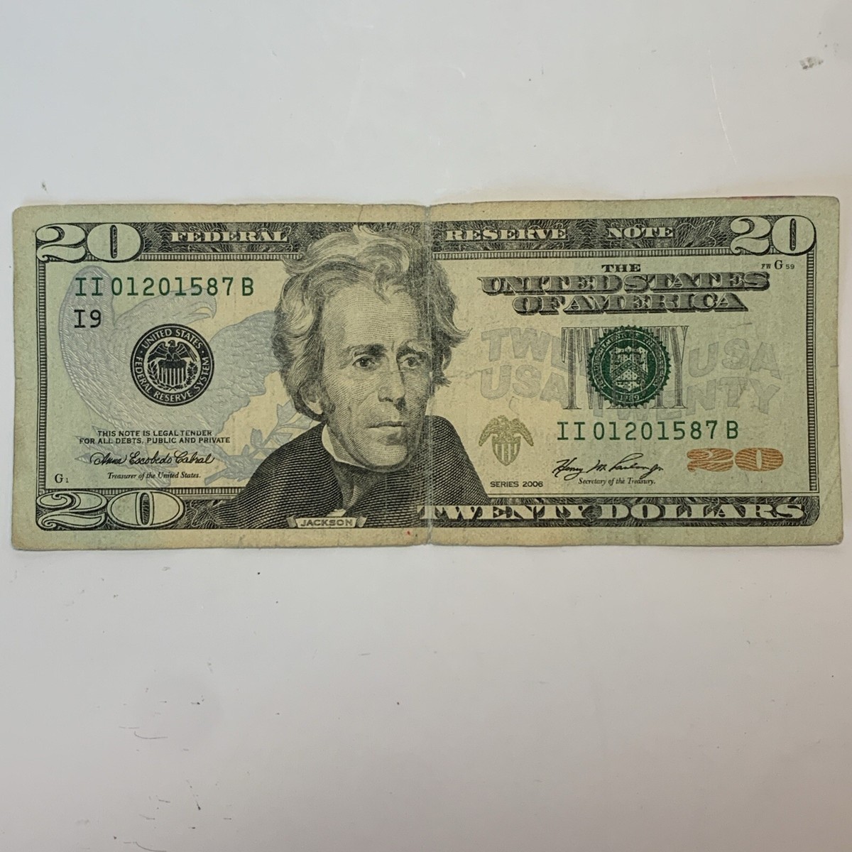 $20 Dollar Bill Date Note (II 01201587 B) 1/20/1587 Battle