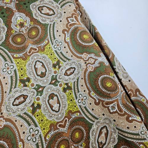 Vintage 70s Salvatore Ferragamo Blouse Brown Green Silk Tie Neck Paisley Size 8 - Picture 8 of 13