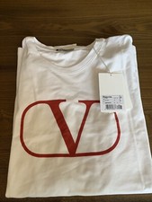 New Auth Valentino Garavani Men Big V Front Logo T-shirt White Oversized L 490