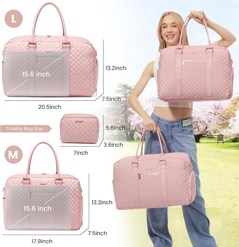 Travel Duffle Bag, Weekender Bags for Women with Shoe Compartment, Carry on Over - Picture 4 of 8