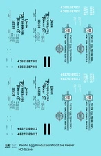 K4 HO Scale Decals PEP Pacific Egg Producers Wood Ice Billboard Reefer Black