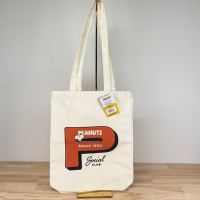 NWT Peanuts Social Club 75th Anniversary Snoopy Reusable Canvas Tote Bag READ