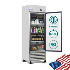 27" W Commercial Glass-Door Reach-In Refrigerator with LED and Easy-Temp Control