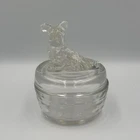 Vintage 1940's Jeanette Clear Glass Scottie Dog Powder Trinket Dish
