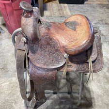 Hereford Brand Western Pleasure Saddle Brown Leather Floral Tooled See Pictures