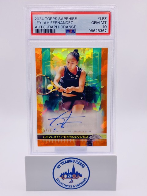 LEYLAH FERNANDEZ 2024 Topps Chrome Tennis Sapphire Orange Auto /25 PSA 10 Pop 2