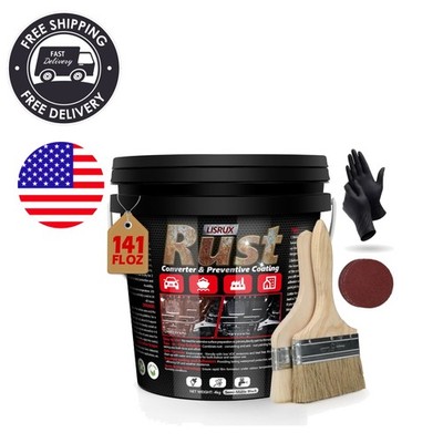 Rust Converter & Metal Primer, 141 Fl Oz Black Rust Inhibitor Paint for Metal...