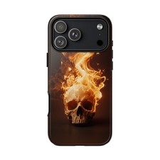 For iPhone / Galaxy / Pixel   Skull Rising Flames Phone Case