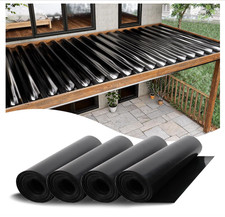 Muzata 4PCS 50FT Under Deck Drainage System Black HDPE Membrane 12'' Joist