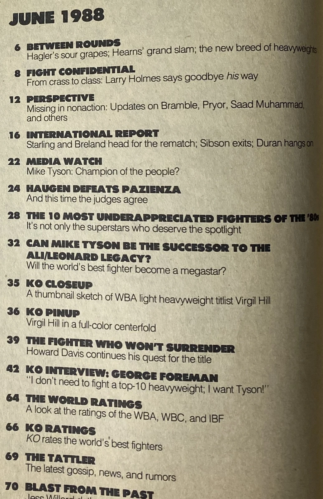 KO Boxing Magazine June 1988 Mike Tyson & Larry Holmes Cover No Label VG - 画像2/2