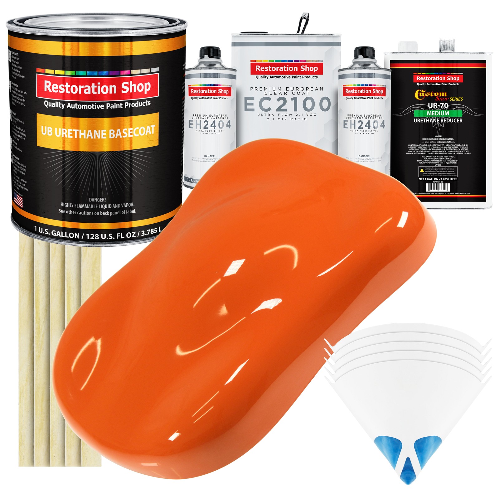 Sunset Orange Urethane Basecoat Auto Paint Gallon Kit & European Clear Coat