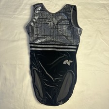 Alpha Factor Silver Metallic Black Velvet Practice Gymnastics Leotard CL