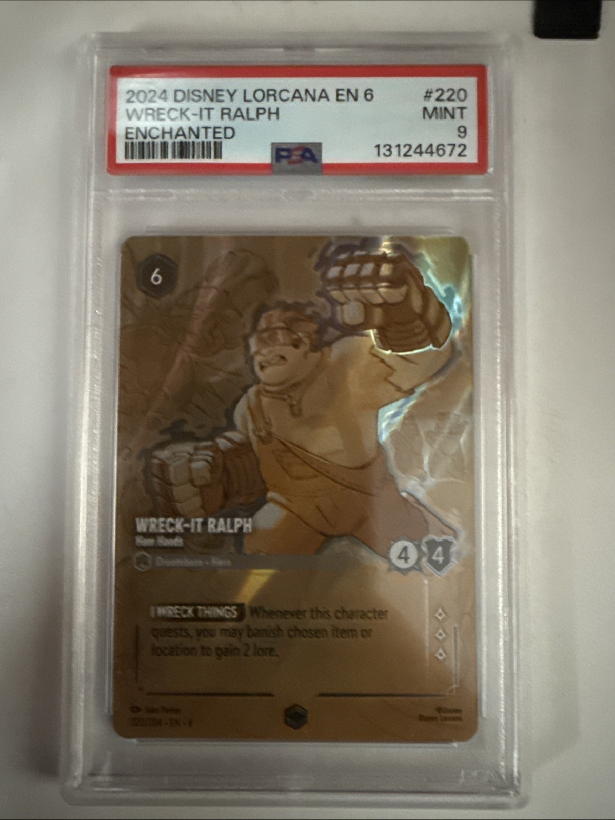 Wreck-It Ralph Ham Hands Lorcana Azurite Sea Enchanted 220/204 PSA 9 Disney