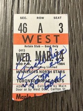 3/14/1984 RICK VAIVE Signed 50th GOAL Ticket Stub TORONTO MAPLE LEAFS RECORD 3X