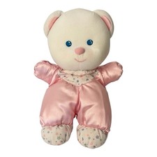 Vintage 1992 FISHER PRICE Plush White Pink Satin TEDDY BEAR Stuffed Animal Lovey
