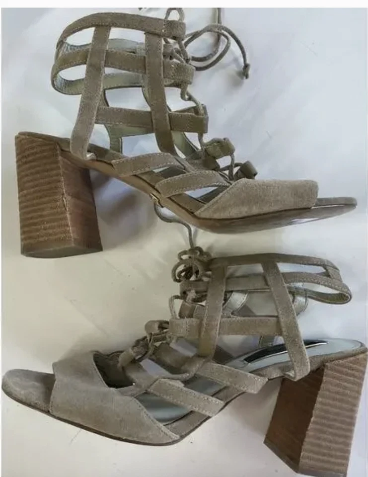 Zapatos Kensie Mujer Talla 8.5 Gamuza Tacón Bloque Sandalias Tirantes Con Cordones Gladiador Foto 2 de 4